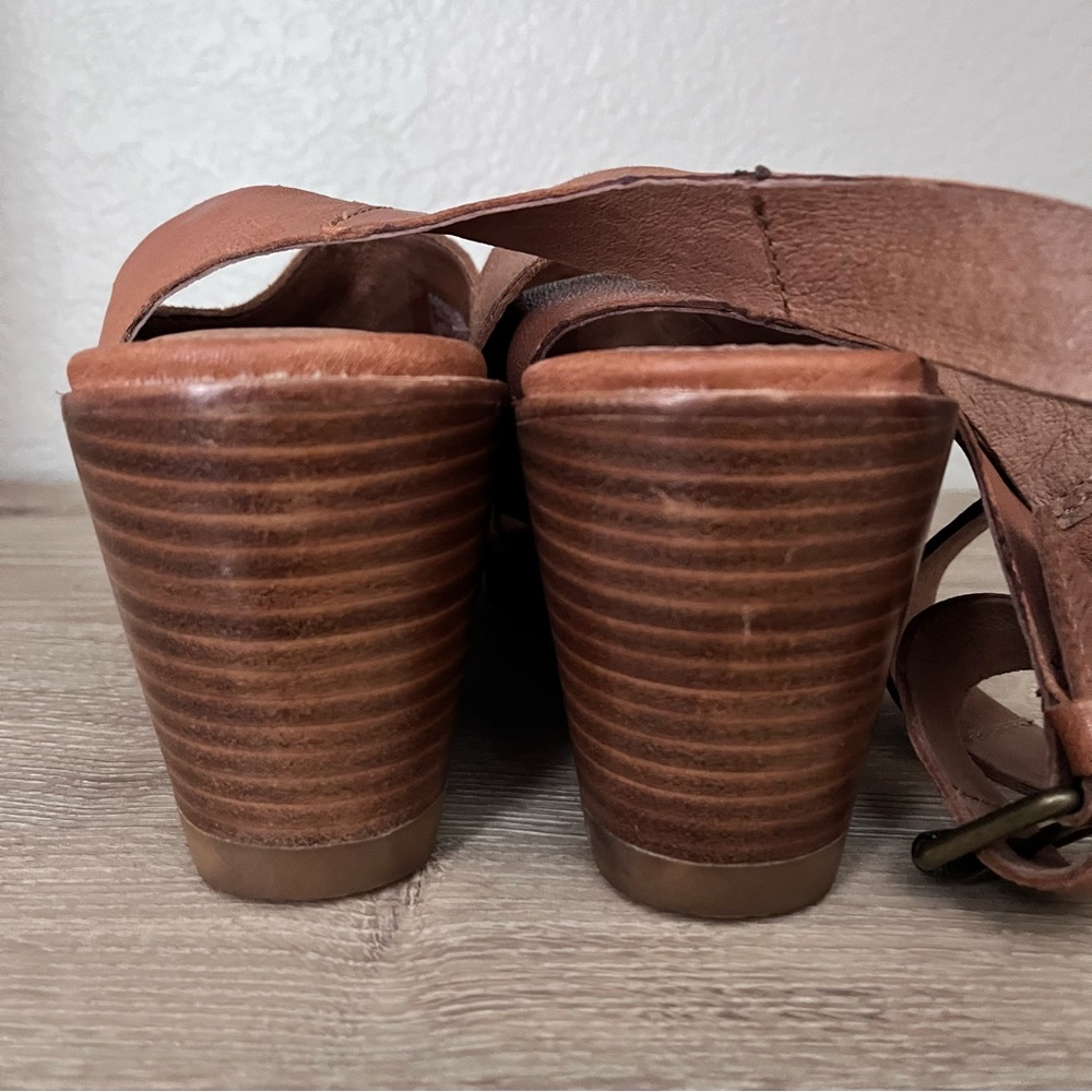 Women’s 9.5 Sorel After Hours Sandal Comfy Wedge in Camel Brown Leather - Picture 12 of 16